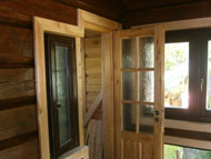 The entrance to the garden sauna